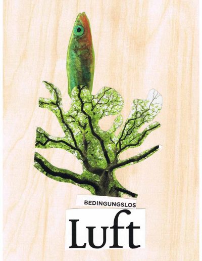 Bedinungslose Luft - 100 Vorurteile - Collage, A4 Holz - Lackiert - von Dima Dobrovolskij