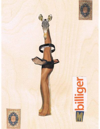 Billiger - 100 Vorurteile - Collage, A4 Holz - Lackiert - von Dima Dobrovolskij