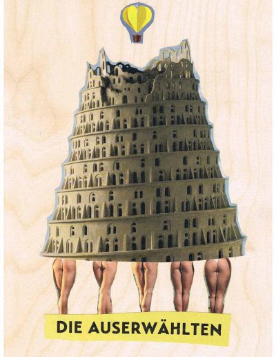 Die Auserwählten - 100 Vorurteile - Collage, A4 Holz - Lackiert - von Dima Dobrovolskij