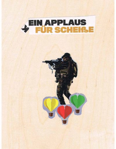 Ein Applaus für Scheiße - 100 Vorurteile - Collage, A4 Holz - Lackiert - von Dima Dobrovolskij