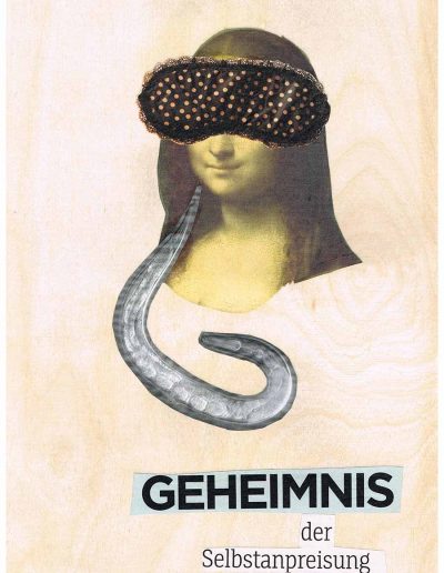 Geheimnis der Selbstanpreisung - 100 Vorurteile - Collage, A4 Holz - Lackiert - von Dima Dobrovolskij