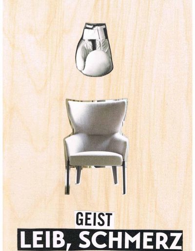 Geist, Leib, Schmerz - 100 Vorurteile - Collage, A4 Holz - Lackiert - von Dima Dobrovolskij