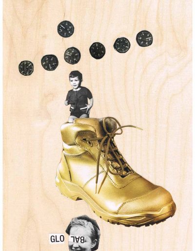 Global - 100 Vorurteile - Collage, A4 Holz - Lackiert - von Dima Dobrovolskij