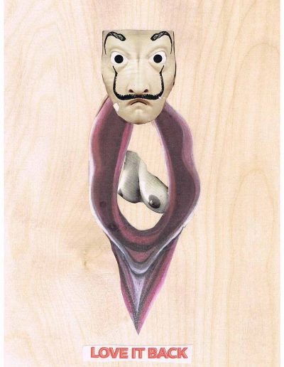 Love it Back - 100 Vorurteile - Collage, A4 Holz - Lackiert - von Dima Dobrovolskij