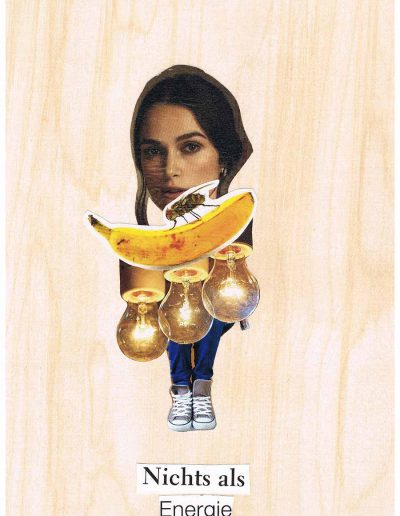 Nichts als Energie - 100 Vorurteile - Collage, A4 Holz - Lackiert - von Dima Dobrovolskij