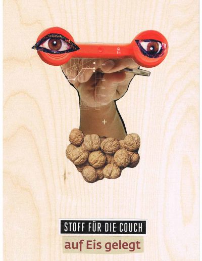 Stoff für die couch auf Eis gelegt - 100 Vorurteile - Collage, A4 Holz - Lackiert - von Dima Dobrovolskij