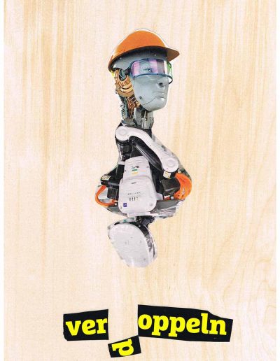 Verdoppeln - 100 Vorurteile - Collage, A4 Holz - Lackiert - von Dima Dobrovolskij