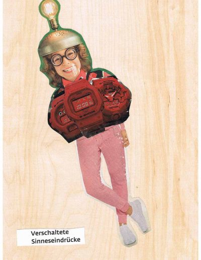 Verschachtelte Sinneseindrücke - 100 Vorurteile - Collage, A4 Holz - Lackiert - von Dima Dobrovolskij