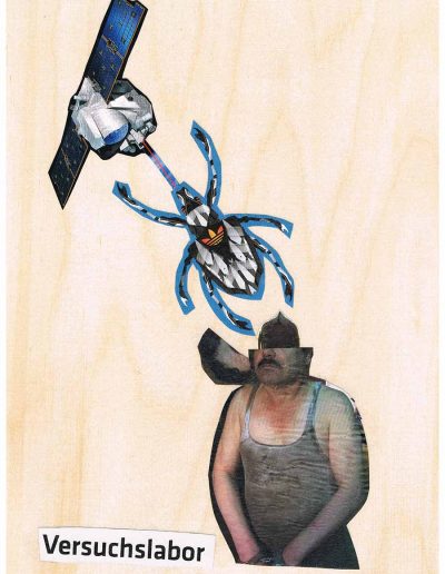 Versuchslabor - 100 Vorurteile - Collage, A4 Holz - Lackiert - von Dima Dobrovolskij