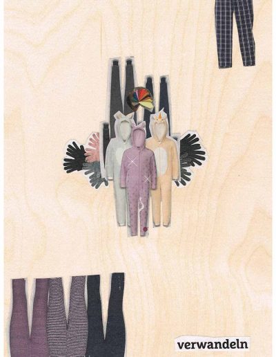 Verwandeln - 100 Vorurteile - Collage, A4 Holz - Lackiert - von Dima Dobrovolskij