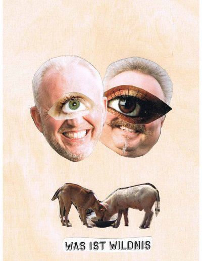 Was ist Wildnis - 100 Vorurteile - Collage, A4 Holz - Lackiert - von Dima Dobrovolskij