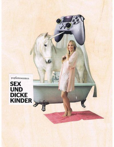 popfeminismus -sex und dicke kinder - 100 Vorurteile - Collage, A4 Holz - Lackiert - von Dima Dobrovolskij