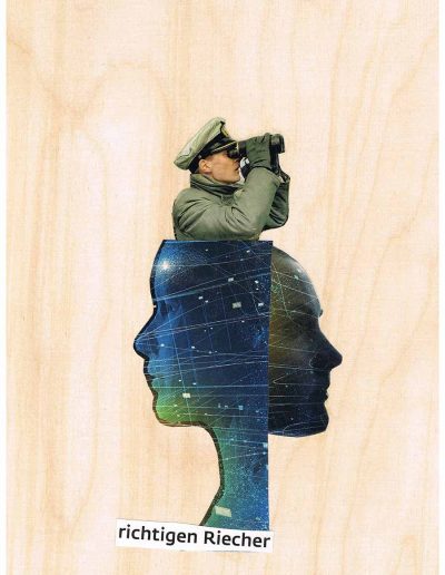 richtigen Riecher - 100 Vorurteile - Collage, A4 Holz - Lackiert - von Dima Dobrovolskij