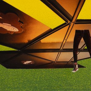 Originalcollage „Chocolate Run“ in Vorderansicht von Dima Dobrovolskij