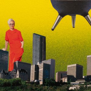 Originalcollage „Comfortable Planet“ in Vorderansicht von Dima Dobrovolskij