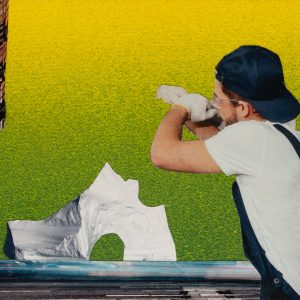 Originalcollage „Ice Melting Oven“ in Vorderansicht von Dima Dobrovolskij