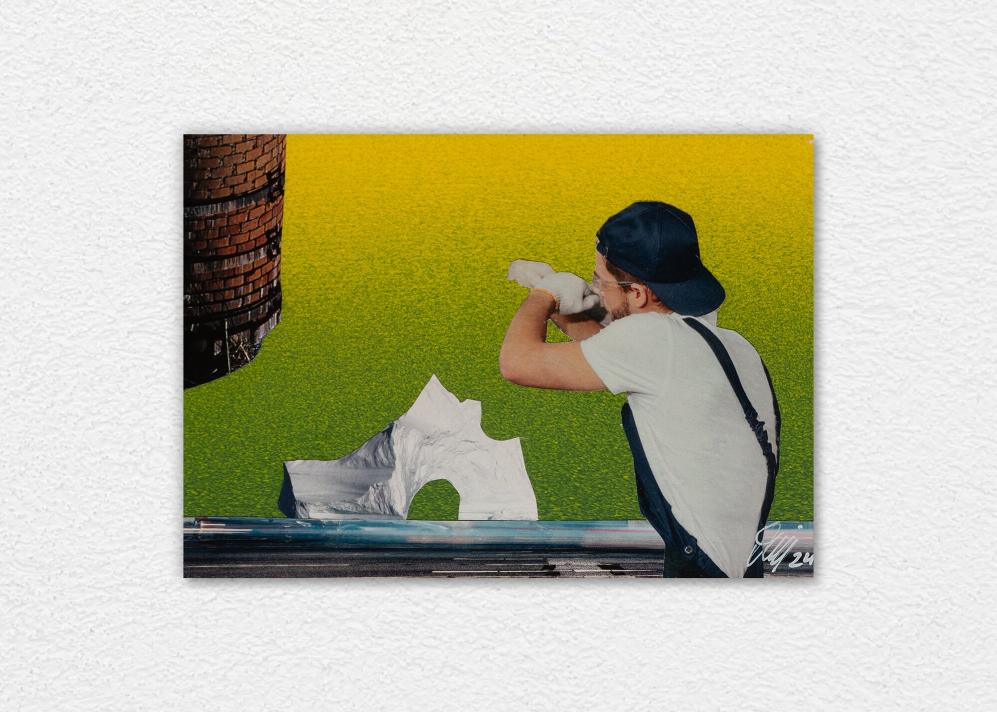 Originalcollage „Ice Melting Oven“ in Wandansicht von Dima Dobrovolskij