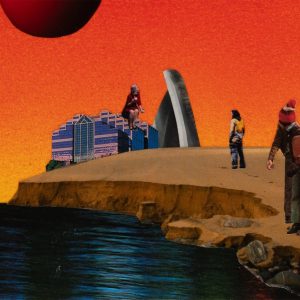 Originalcollage „Red Sun“ in Vorderansicht von Dima Dobrovolskij