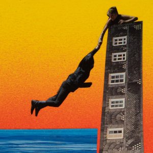 Originalcollage „Saving Hand“ in Vorderansicht von Dima Dobrovolskij