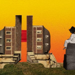 Originalcollage „Time Under Pressure“ in Vorderansicht von Dima Dobrovolskij