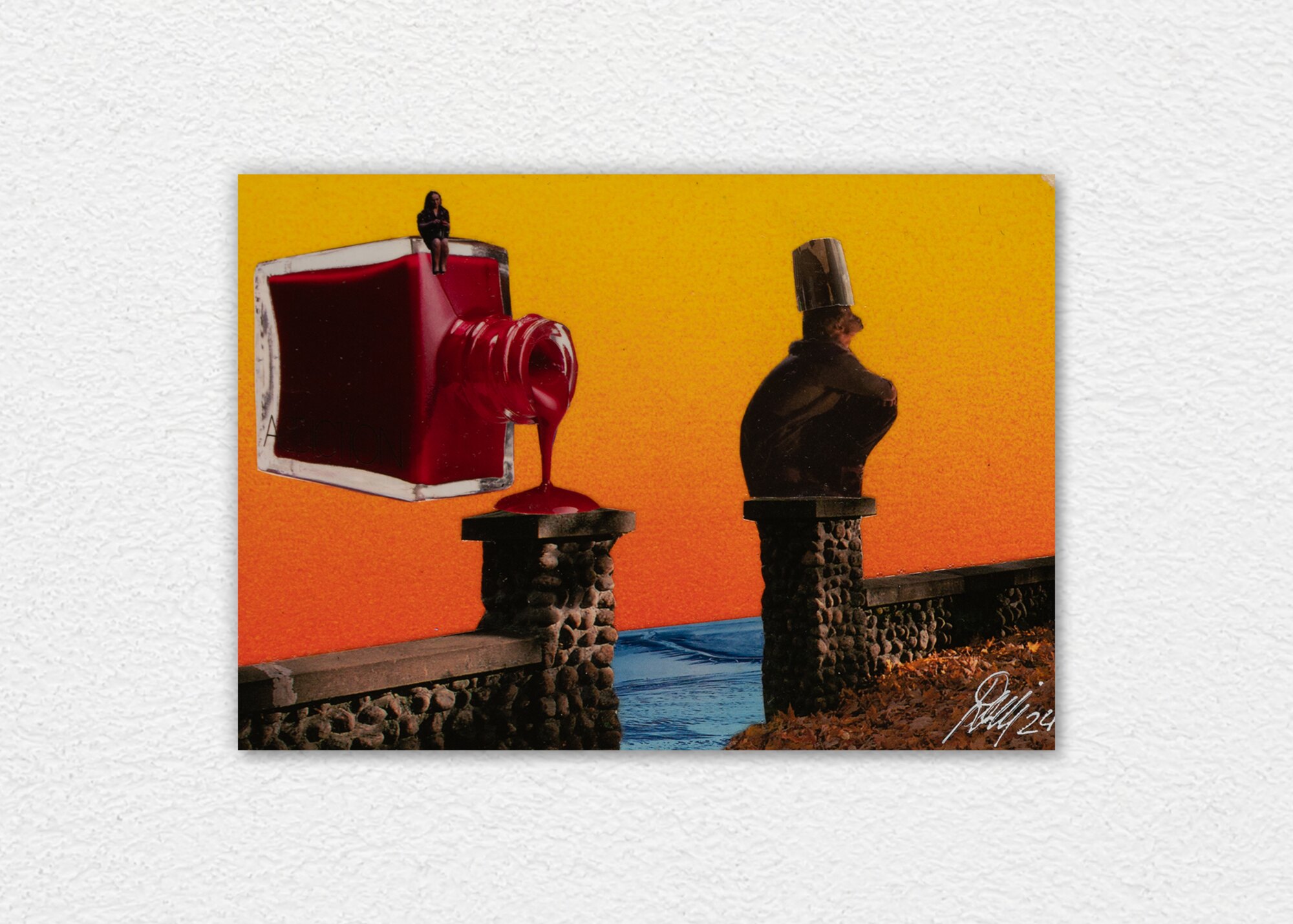 Originalcollage „Wait for the Red“ in Wandansicht von Dima Dobrovolskij